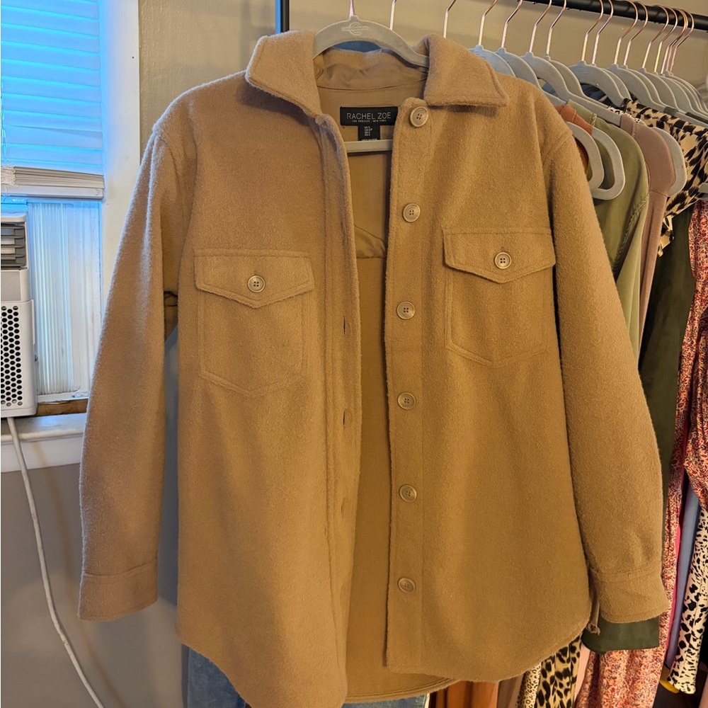 Rachel Zoe Camel Button-Up Wool Shacket Size Small